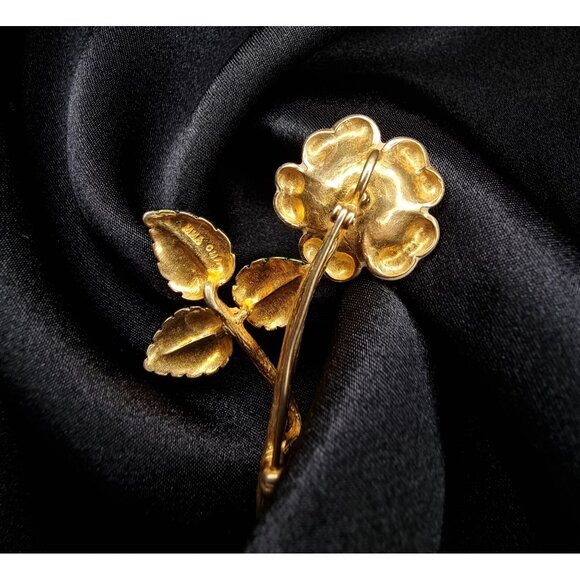 Vintage Metropolitan Museum Of Art Flower Brooch Cream & Green - Picture 5 of 6